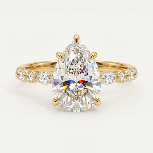 Pear shaped Lab-Grown engagement ring