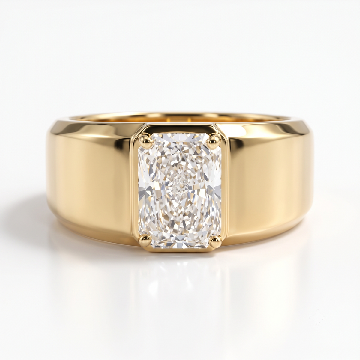 radiant cut lab grown diamond men's ring