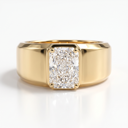 radiant cut lab grown diamond men's ring