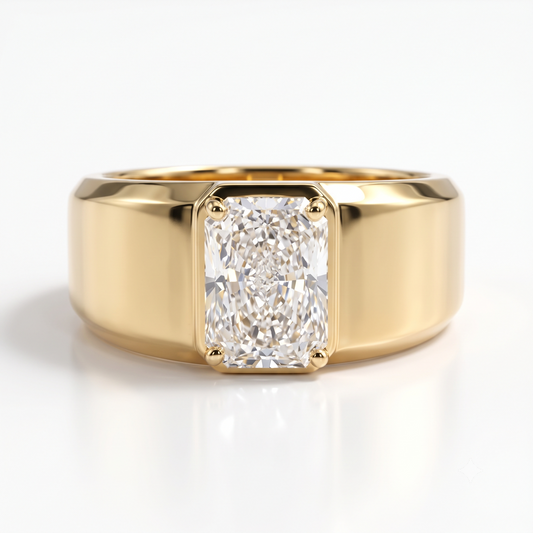 radiant cut lab grown diamond men's ring