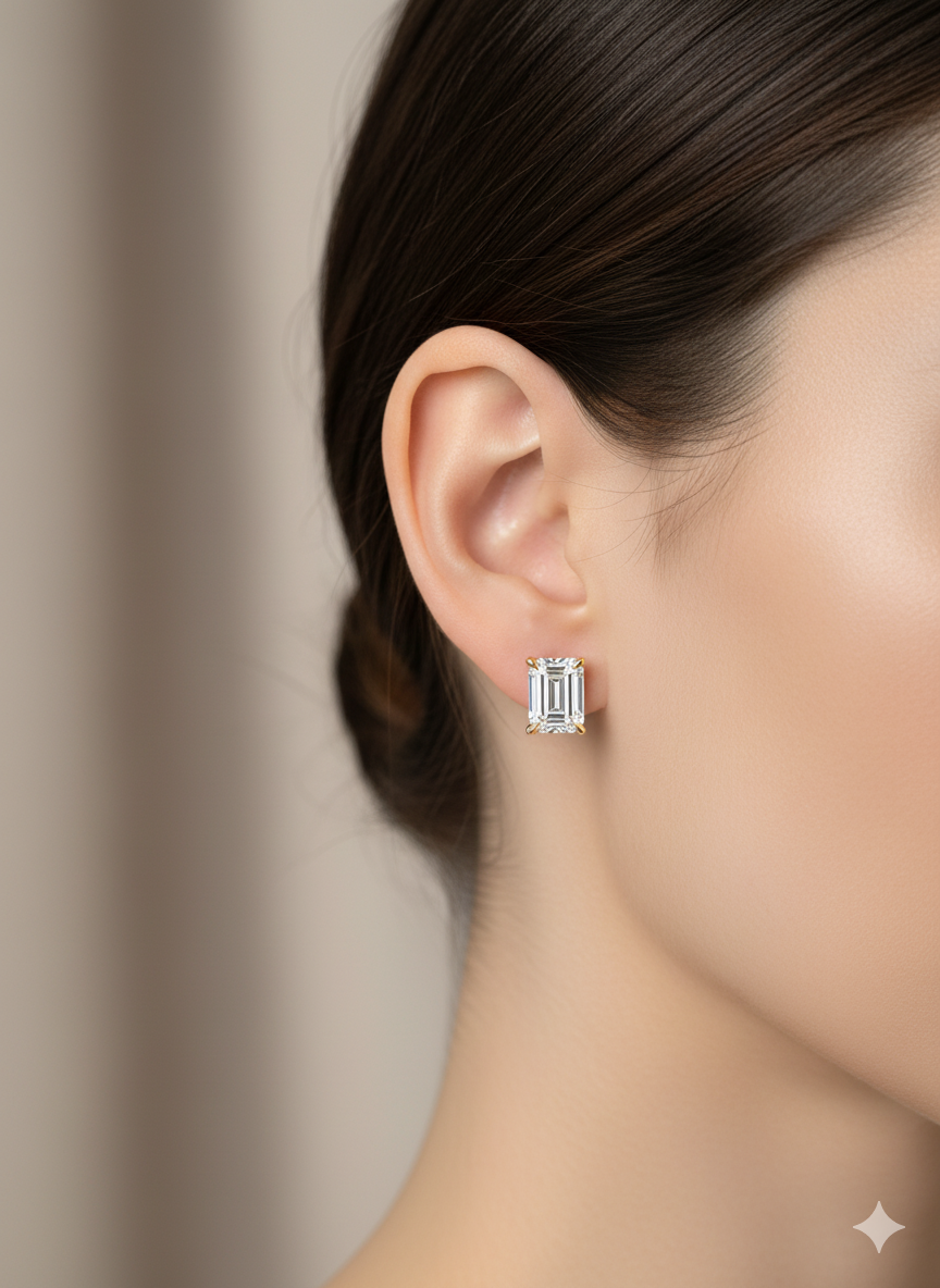 1.00ct Emerald Cut Lab Grown Diamond Stud Earrings