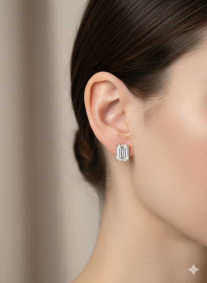 4 ct Emerald-Cut Lab-Grown Diamond Stud Earrings