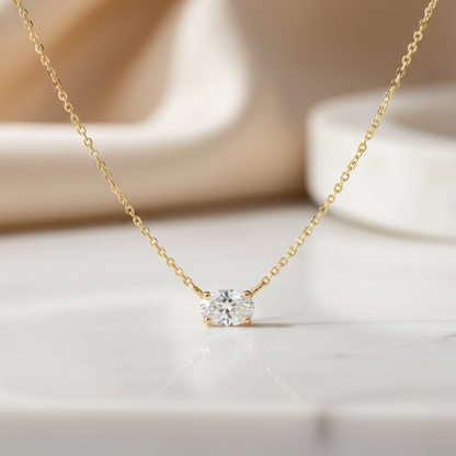 0.500ct Oval Cut Lab Grown Diamond Solitaire Necklace
