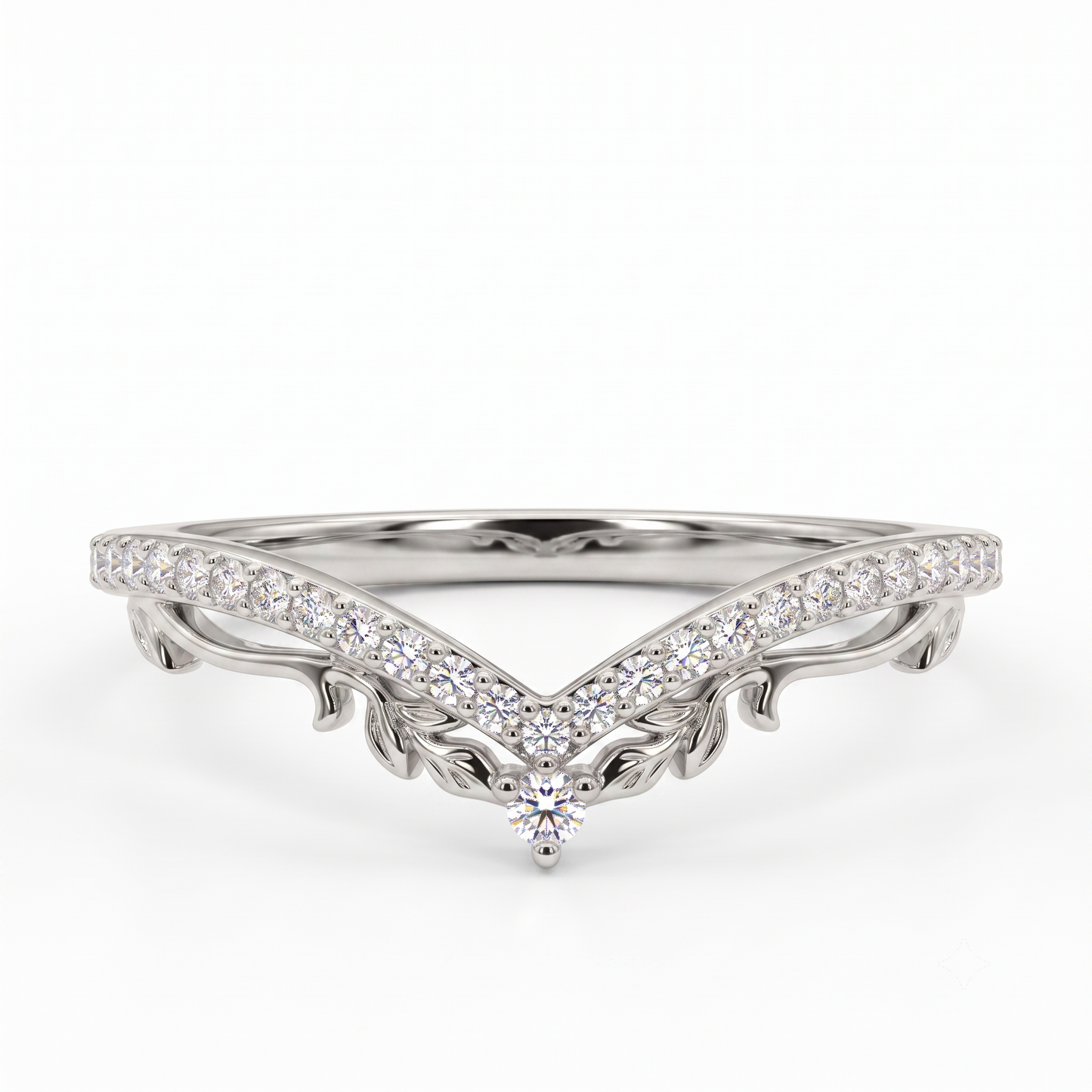 0.200 ct Lab Grown Diamond V Shape Wedding Band Ring