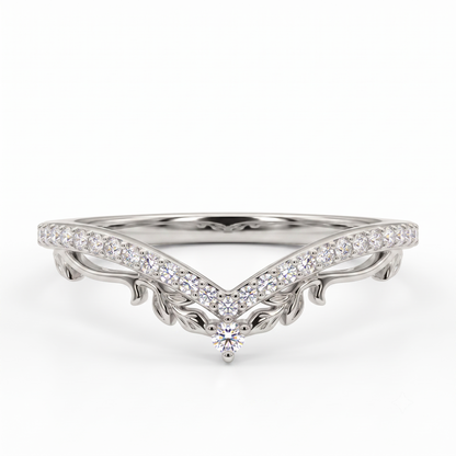 0.200 ct Lab Grown Diamond V Shape Wedding Band Ring