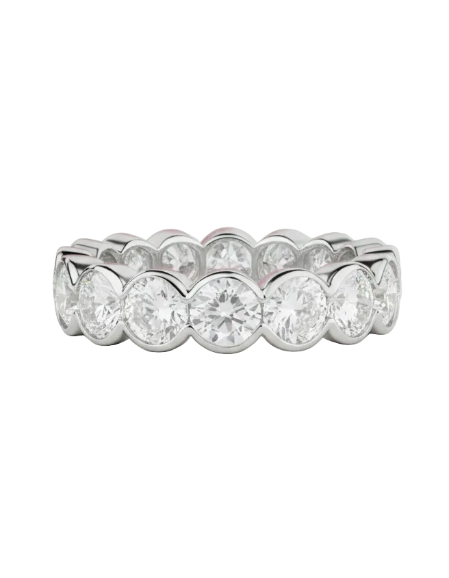 3.04 Ct Lab-Grown Eternity Ring Scalloped Bezel Band