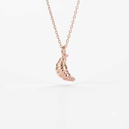 14K Gold Croissant Pendant Necklace