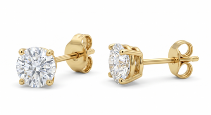 2.50 Carat Round Cut Solitaire Lab Grown Diamond Stud Earrings