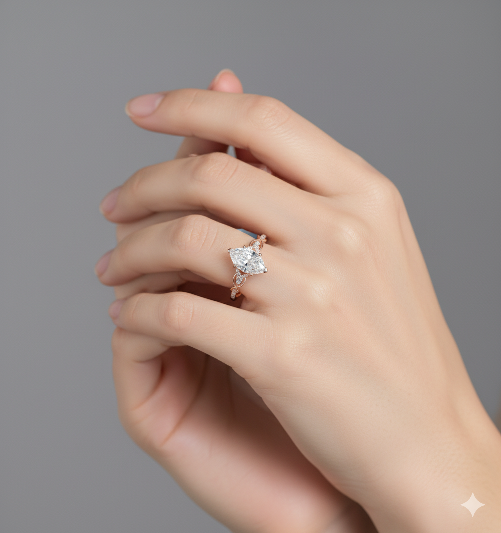 1.100 ct Marquise Lab Grown Diamond Engagement Ring