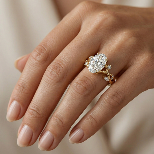 2.060 ct Oval Lab Grown Diamond Nature Inspired Vine Ring