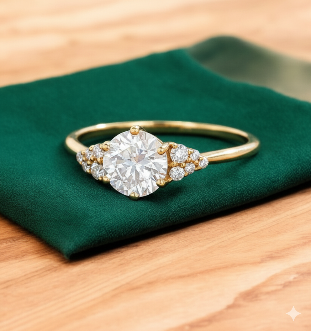 1.14ct Round Cut Lab-Grown Diamond Engagement Ring 14k Yellow Gold