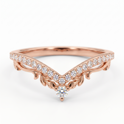 0.200 ct Lab Grown Diamond V Shape Wedding Band Ring