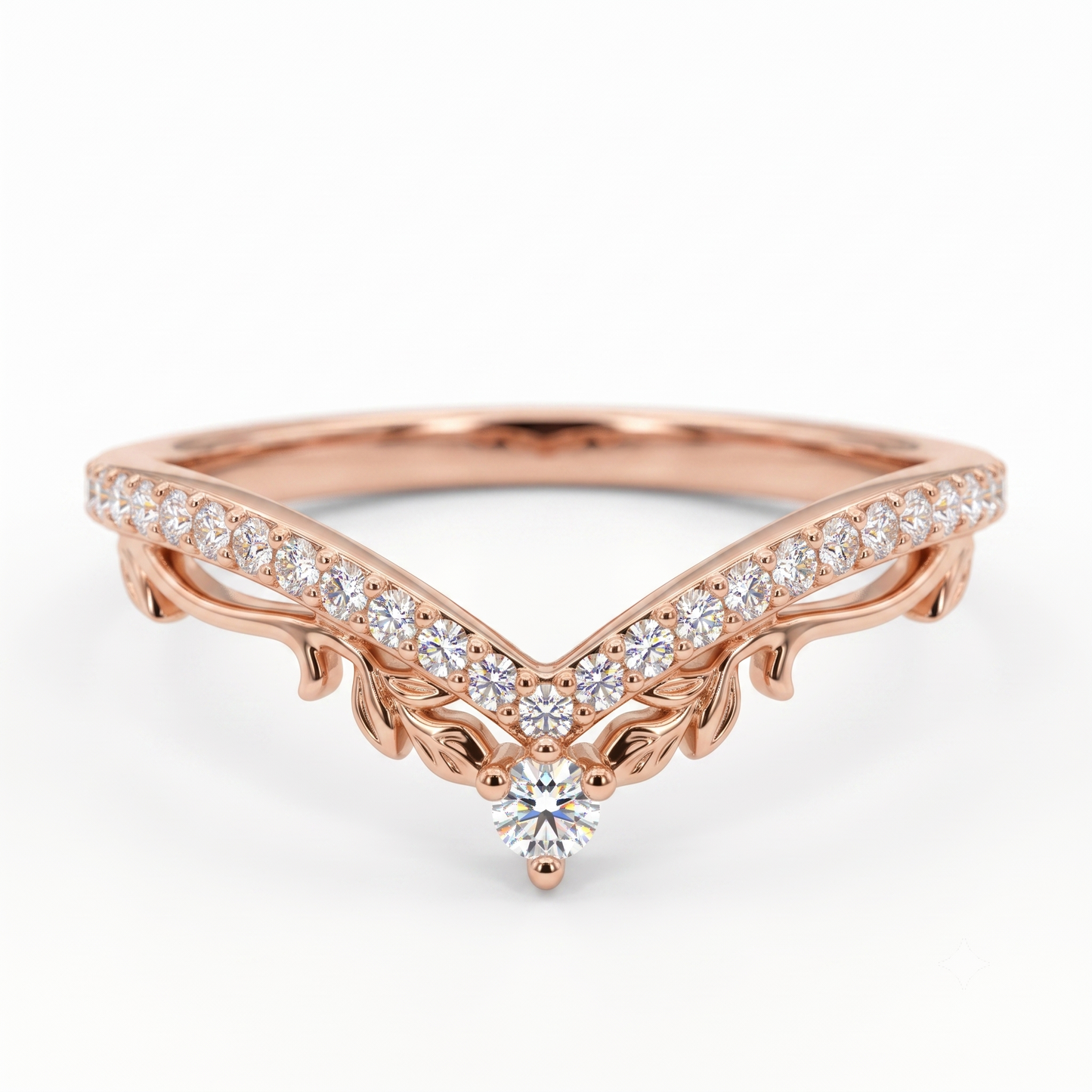 0.200 ct Lab Grown Diamond V Shape Wedding Band Ring