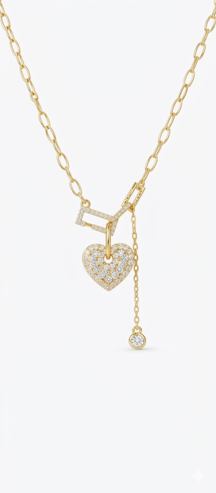 0.40 Ct Lab Grown Diamond Heart Necklace – Gold Y Lariat