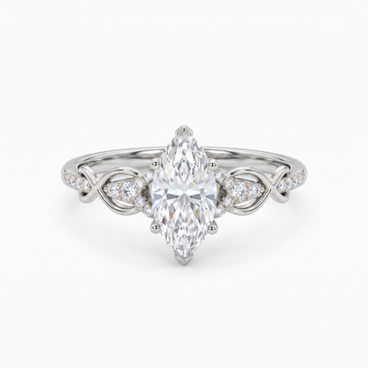 1.00ct Marquise Lab Grown Diamond Engagement Ring • Vintage Twist White Gold Ring