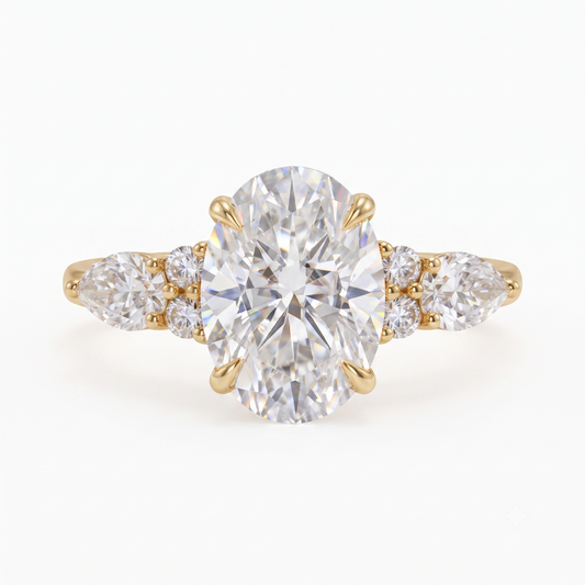 2.5 ct Oval Lab-Grown Diamond Three-Stone Vintage Ring