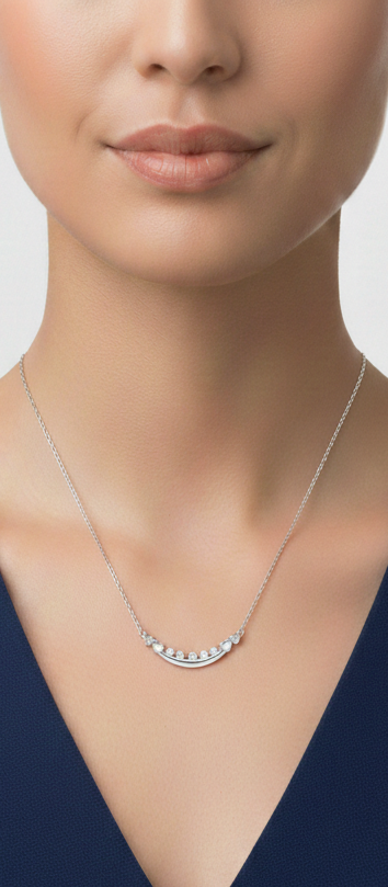0.080 Ct Curved Bar Lab-Grown Necklace