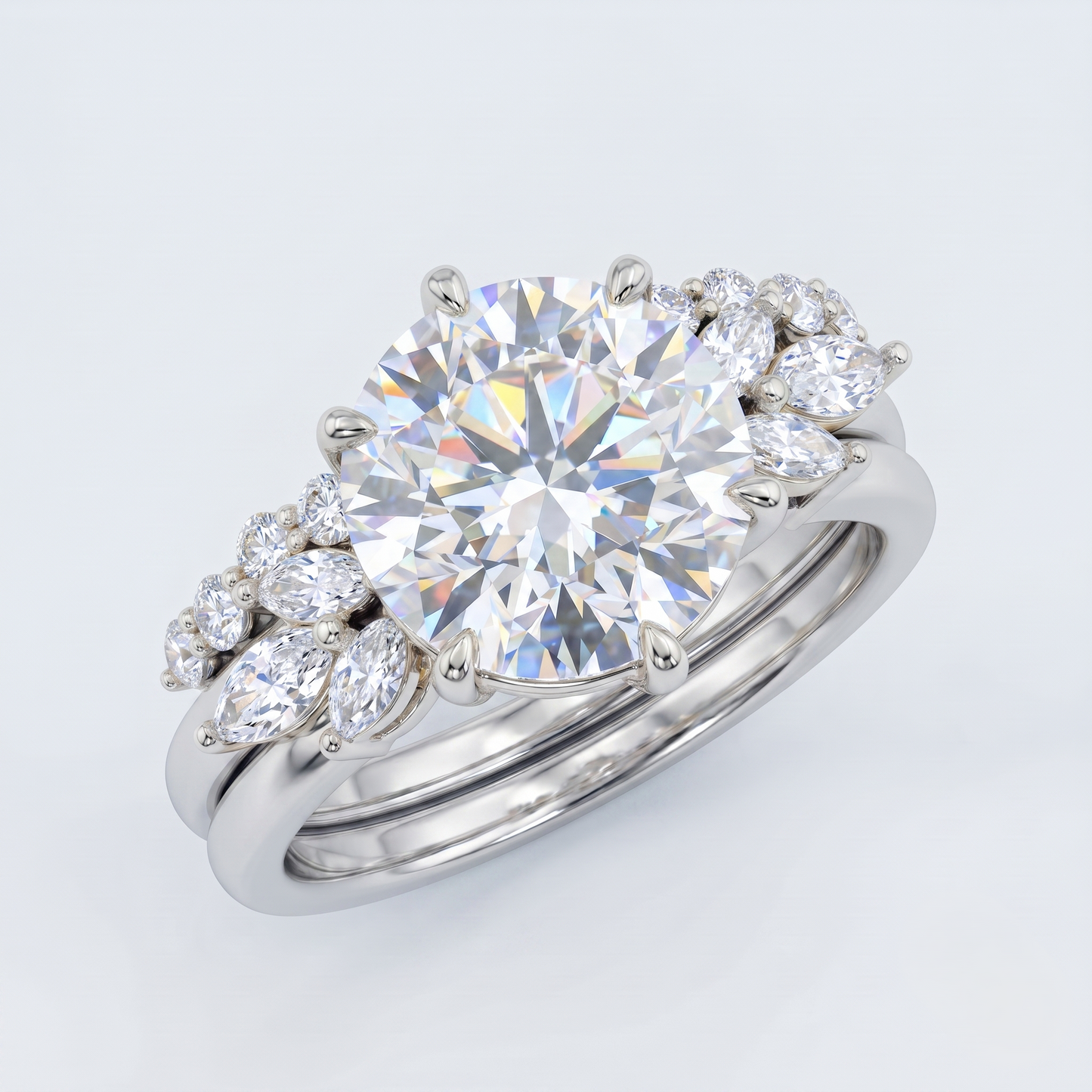 2PCS Round Lab-Grown engagement ring set