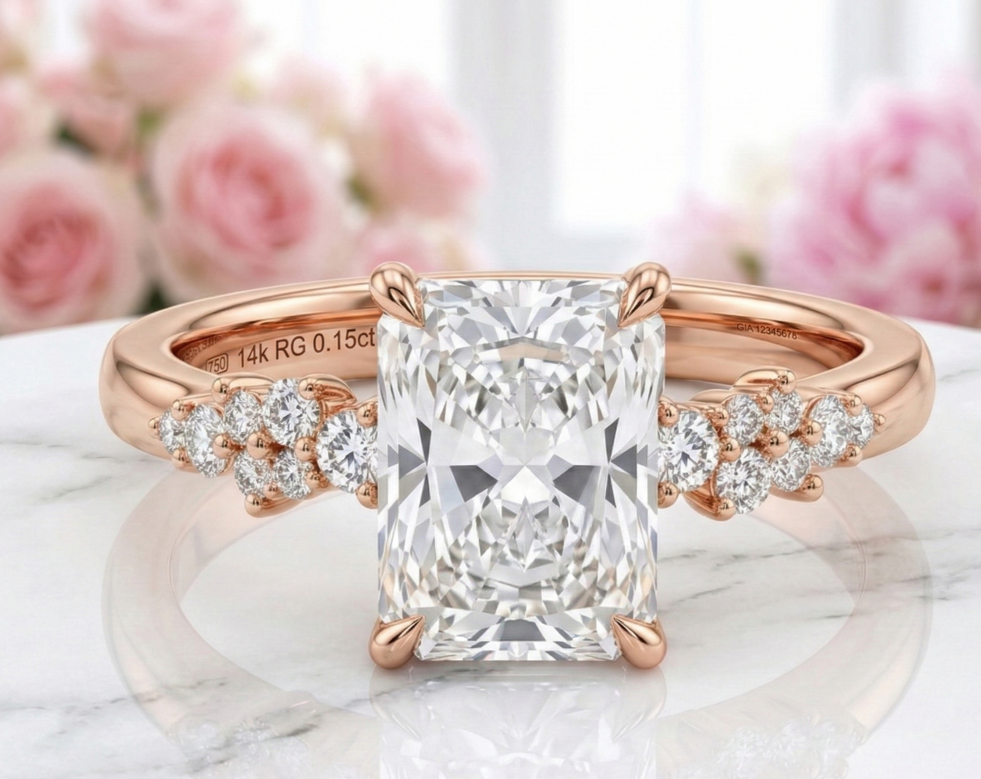 lab grown radiant cut diamond ring​

