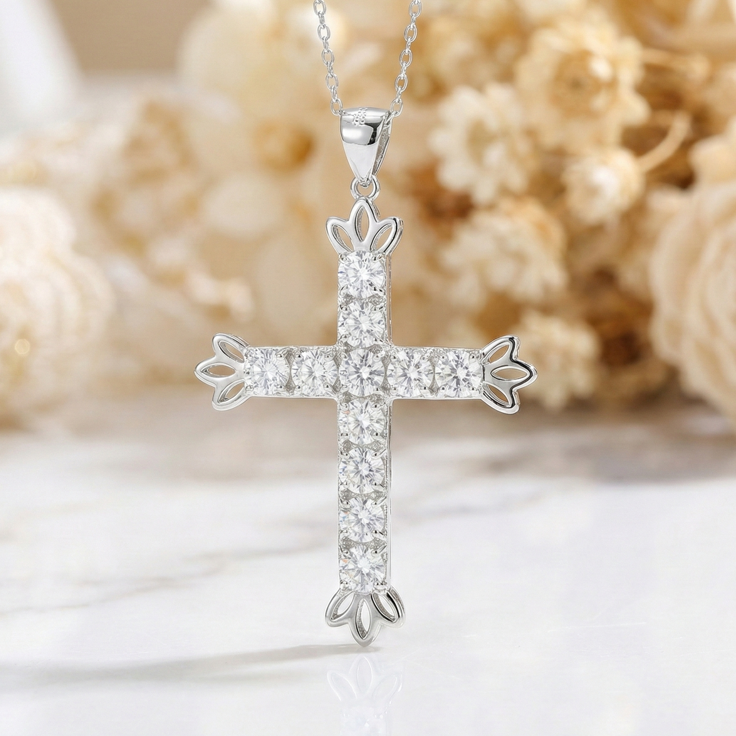 2.55Ct Lab-Grown Cross Necklace