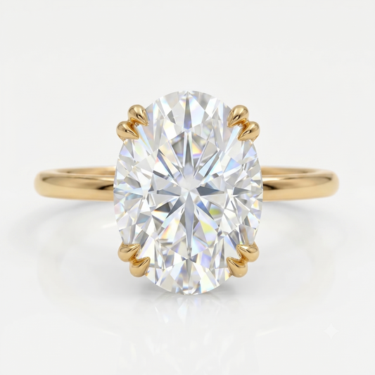 2.50 Ct Oval Lab-Grown Diamond Ring – 18K Gold Solitaire