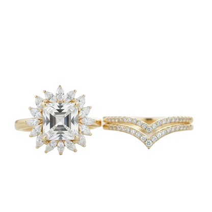 1.50 Ct Princess Cut Lab-Grown Engagement Ring Set