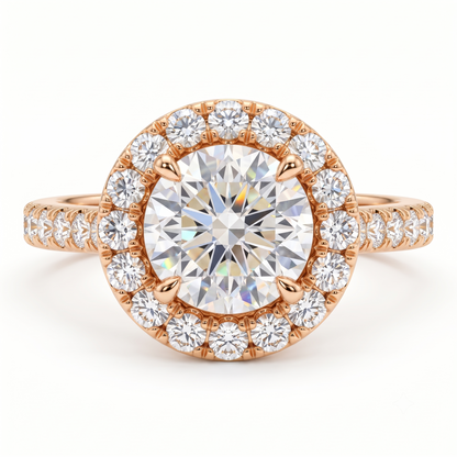 2.50ct Round Cut Lab Grown Diamond Halo Engagement Ring