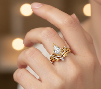 Unique 1.74 CT Kite Cut Engagement Ring Set – Modern Bridal Ring