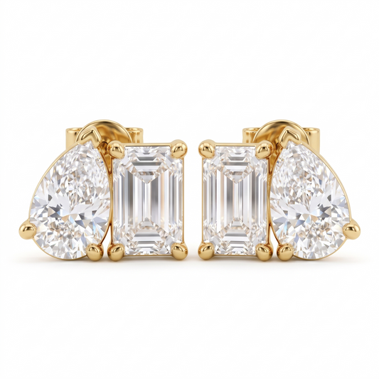 gold diamond stud earrings​


