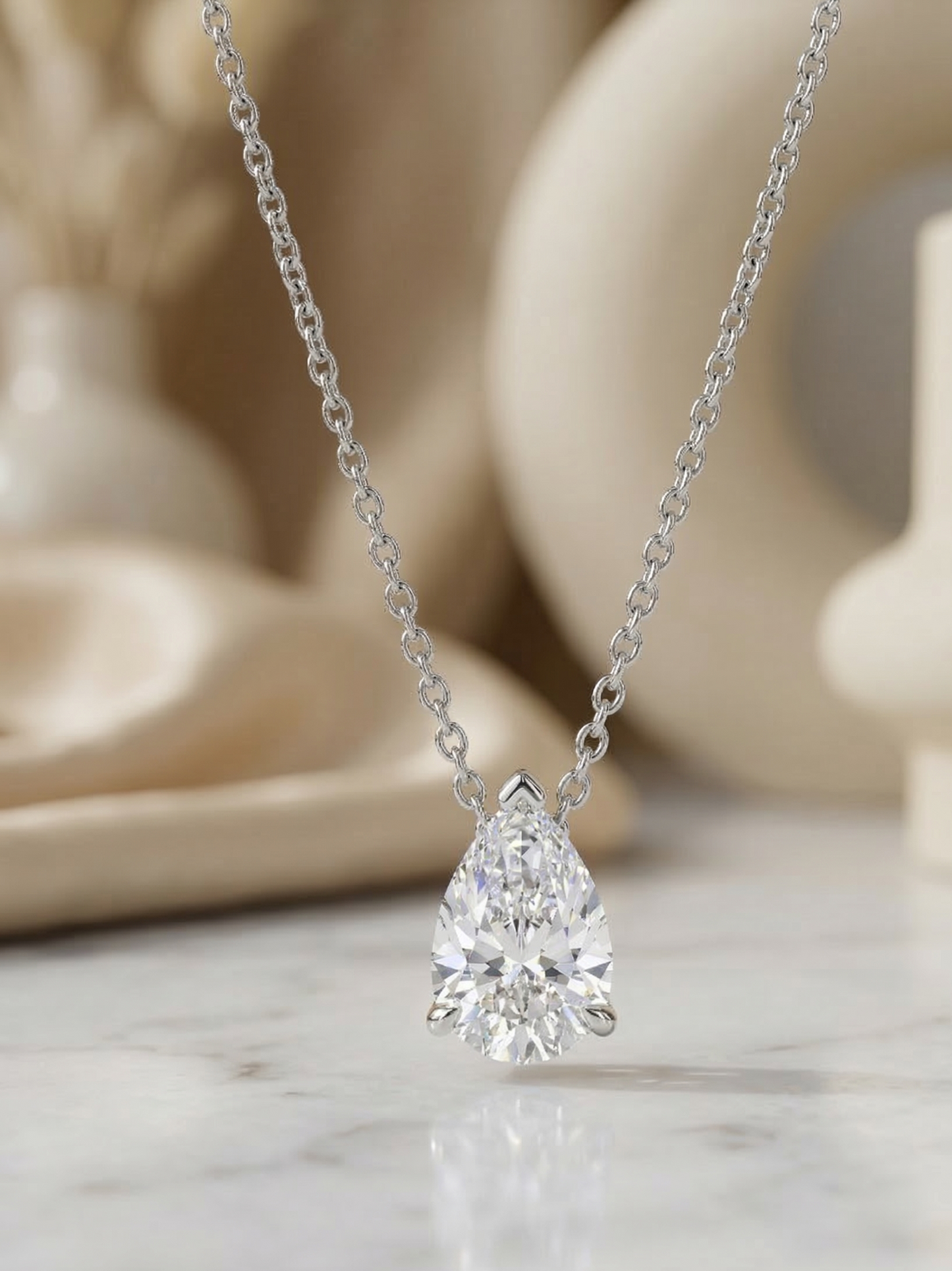 1.50ct Pear Cut Lab Grown Diamond Pendant Necklace