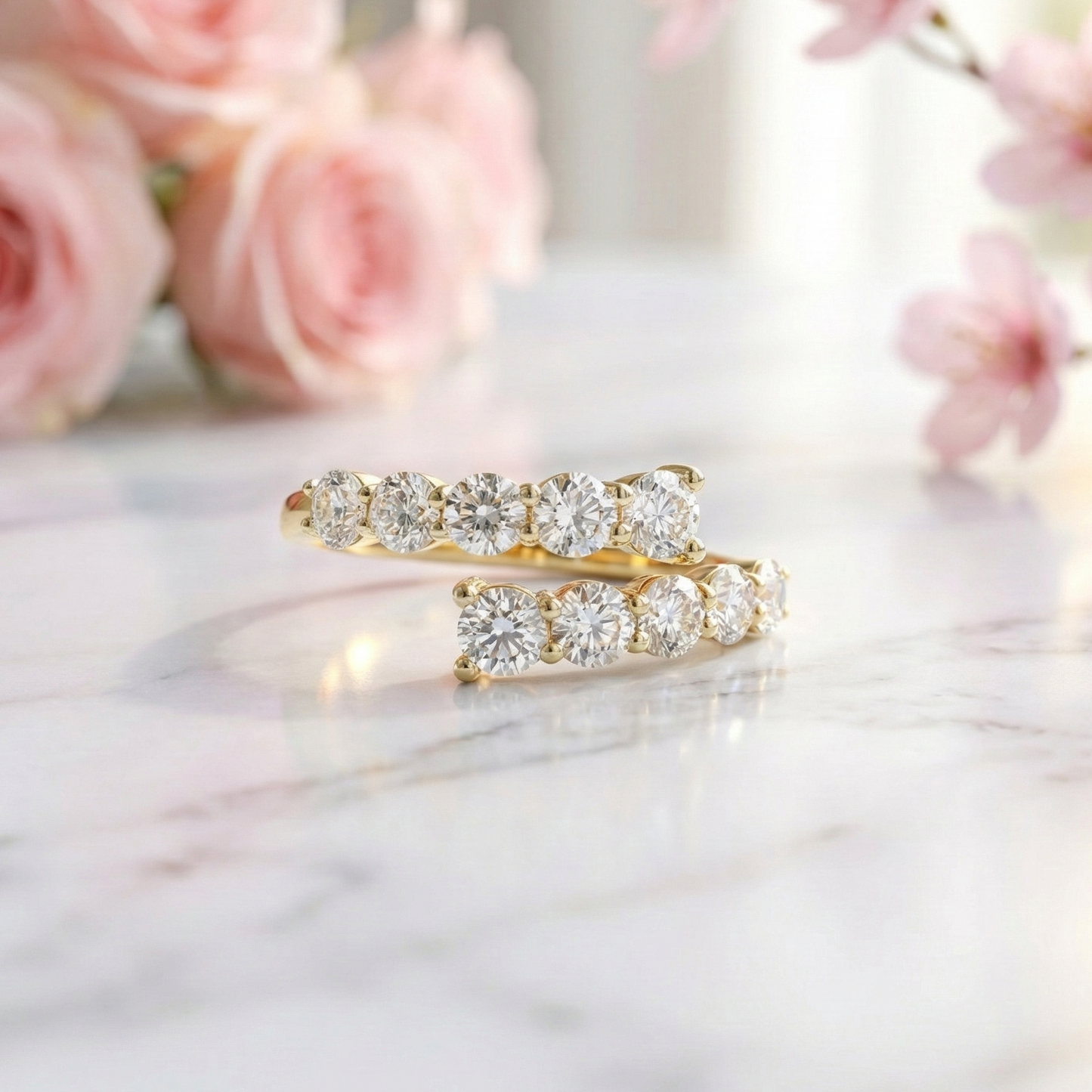 1.260 Ct Round Lab-Grown Diamond Bypass Ring – 14K Gold