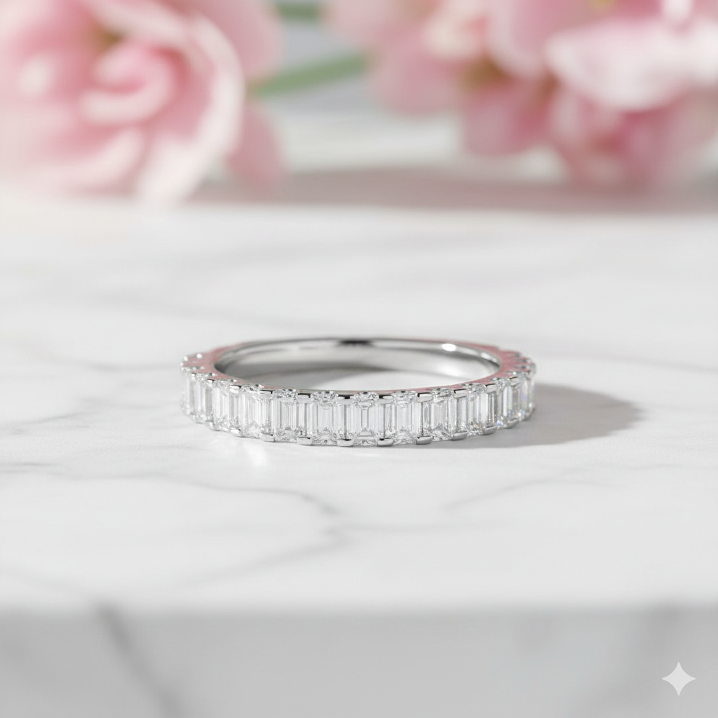 1.50 Ct Emerald Cut Lab-Grown Wedding Band