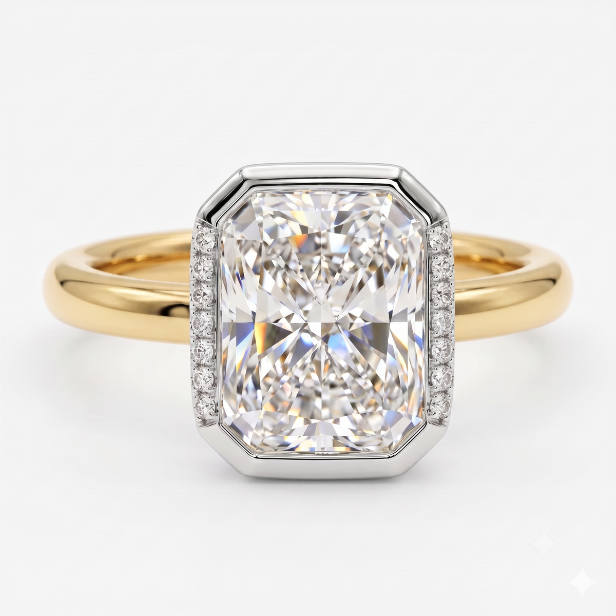 1.00ct Radiant Cut Lab Grown Diamond Modern Halo Engagement Ring