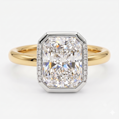 1.00ct Radiant Cut Lab Grown Diamond Modern Halo Engagement Ring