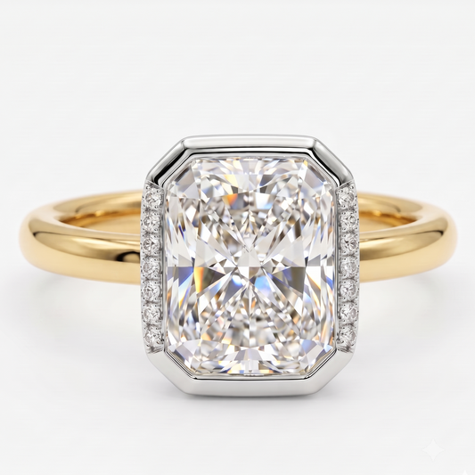 modern radiant cut lab grown diamond engagement ring