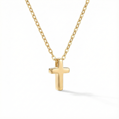 dainty gold cross necklace