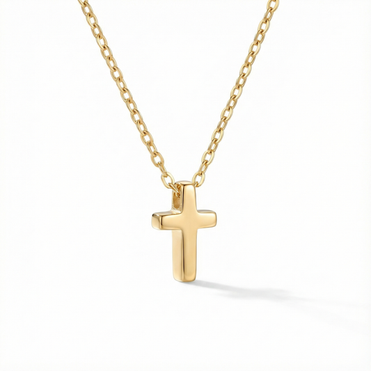 dainty gold cross necklace