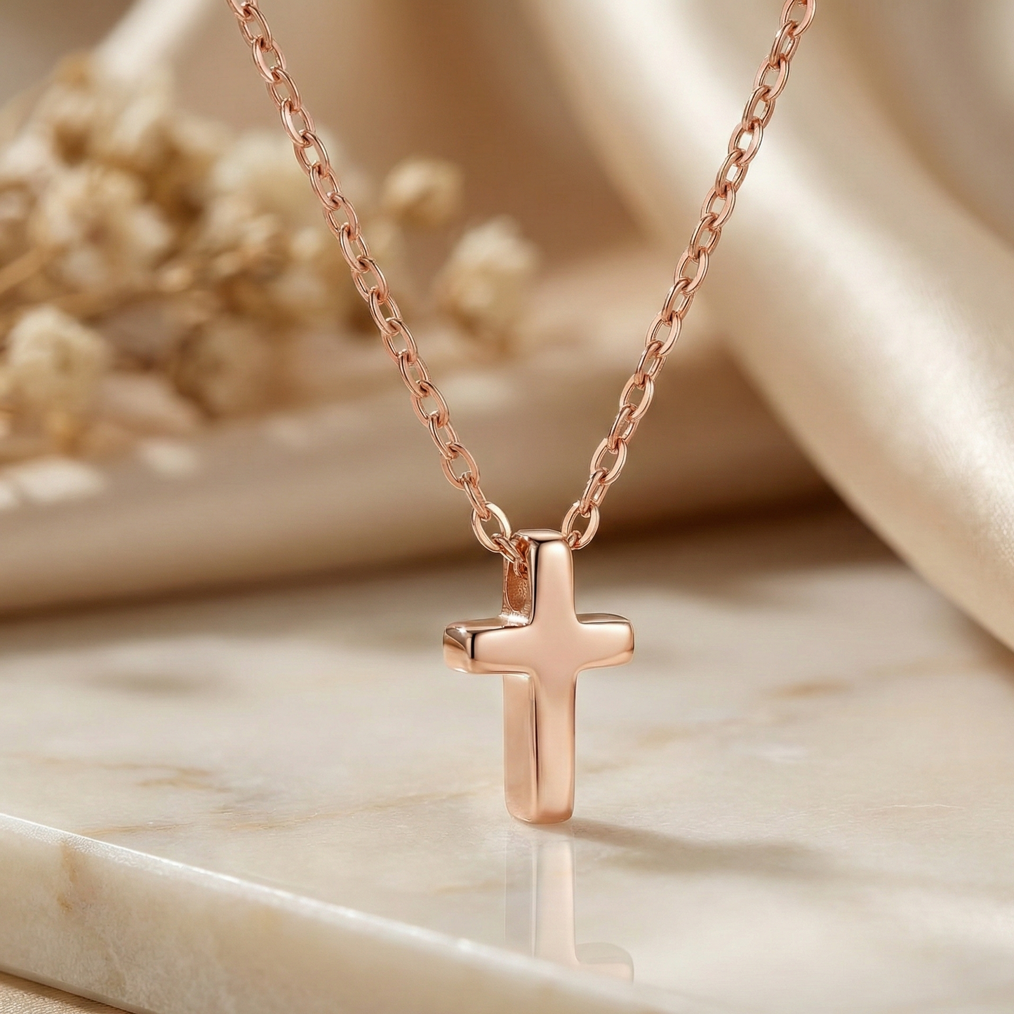 14K Gold Dainty Cross Necklace - Minimal Tiny Pendant