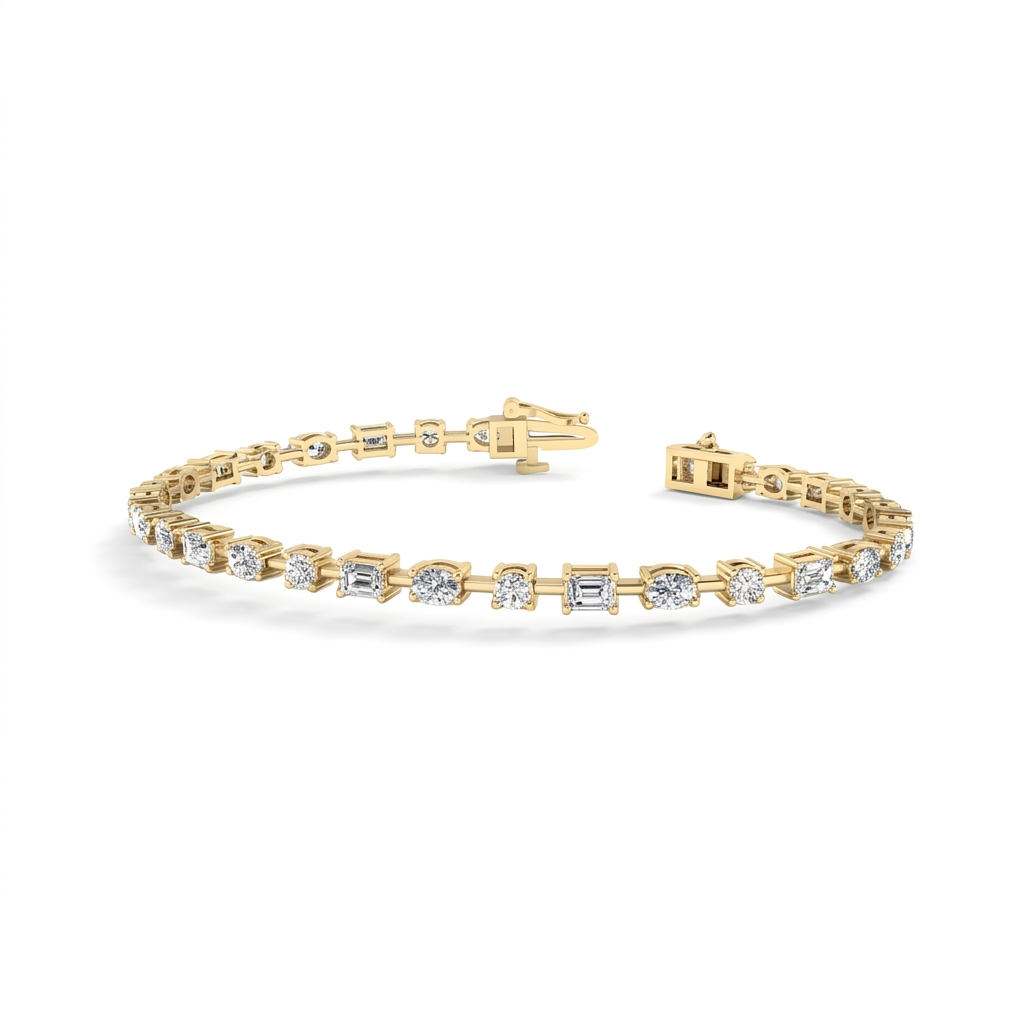 2.00ct Mixed Cut Lab Grown Diamond Bracelet,Elegant Tennis Style