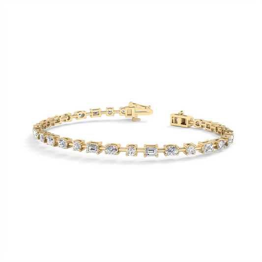 7.00ct Unique Mixed Shape Lab Grown Diamond Tennis Bracelet,Prong Set