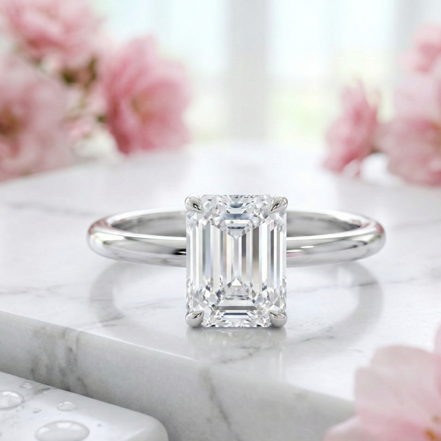 2.00CT Emerald Cut Lab Grown Diamond Engagement Ring
