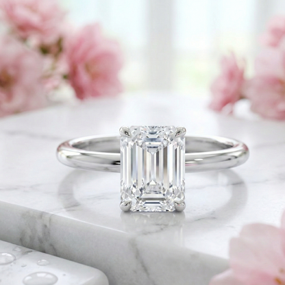 2.00CT Emerald Cut Lab Grown Diamond Engagement Ring