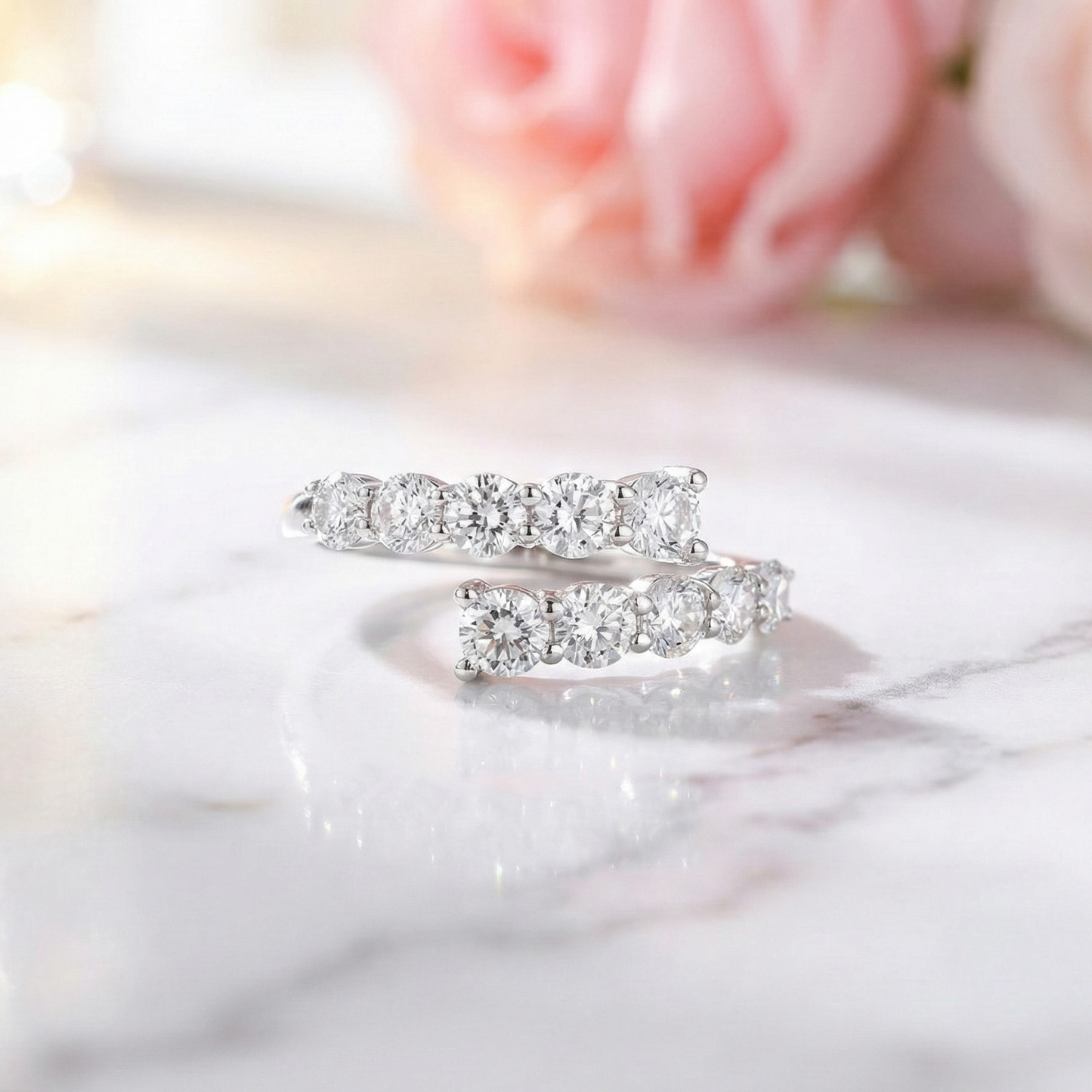 1.260 Ct Round Lab-Grown Diamond Bypass Ring – 14K Gold