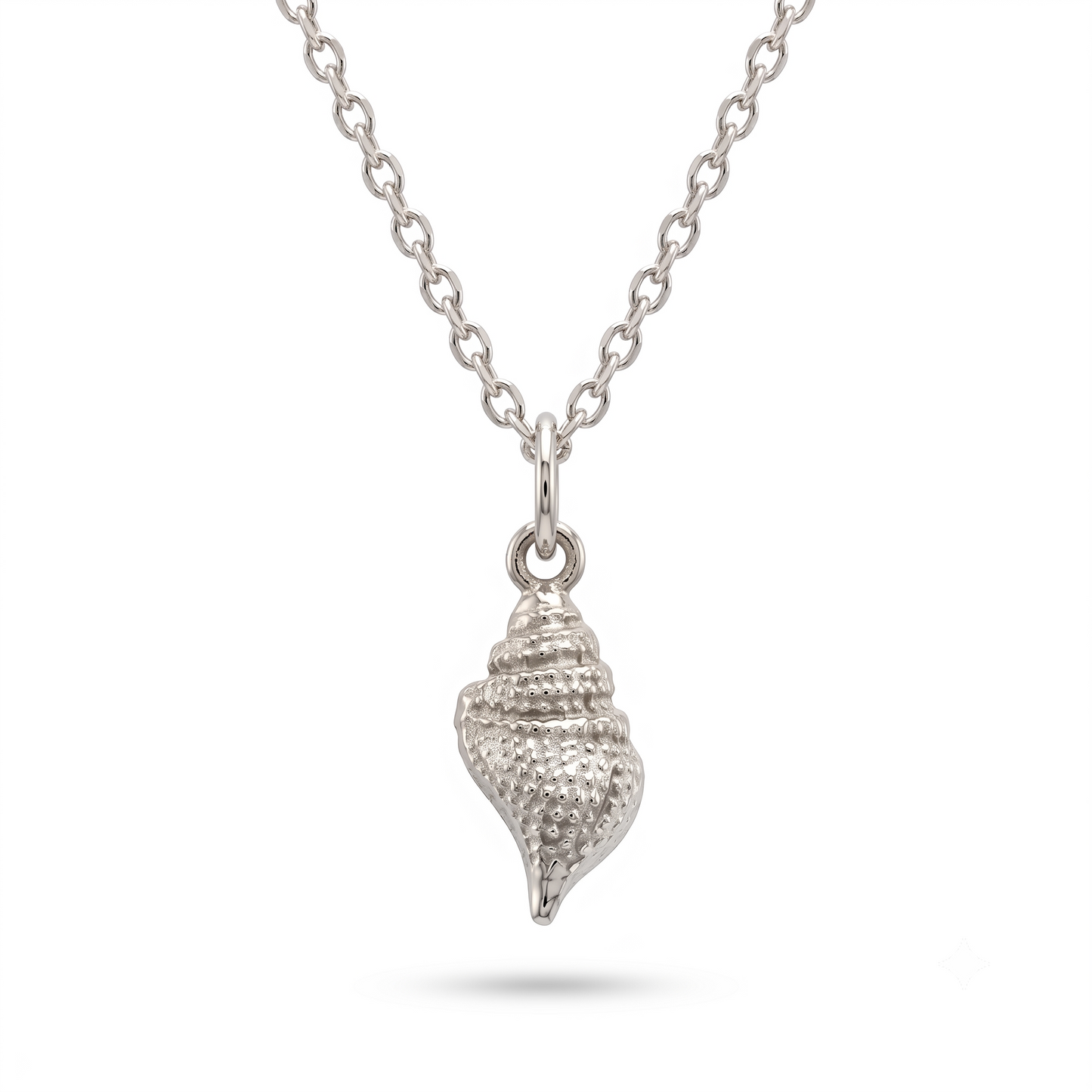 14K Solid Gold Sea Shell Charm Pendant Necklace