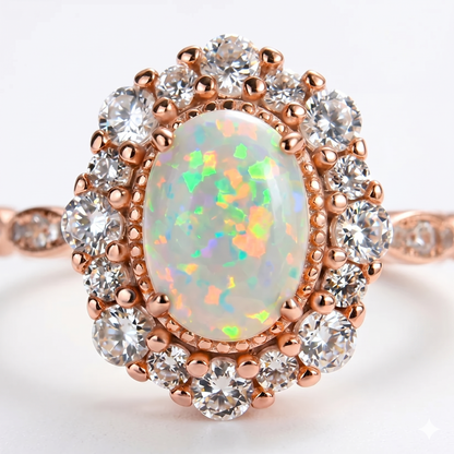 2.50CT Oval Natural Opal Anniversary Ring Gift For Her Birthday Ring Gift