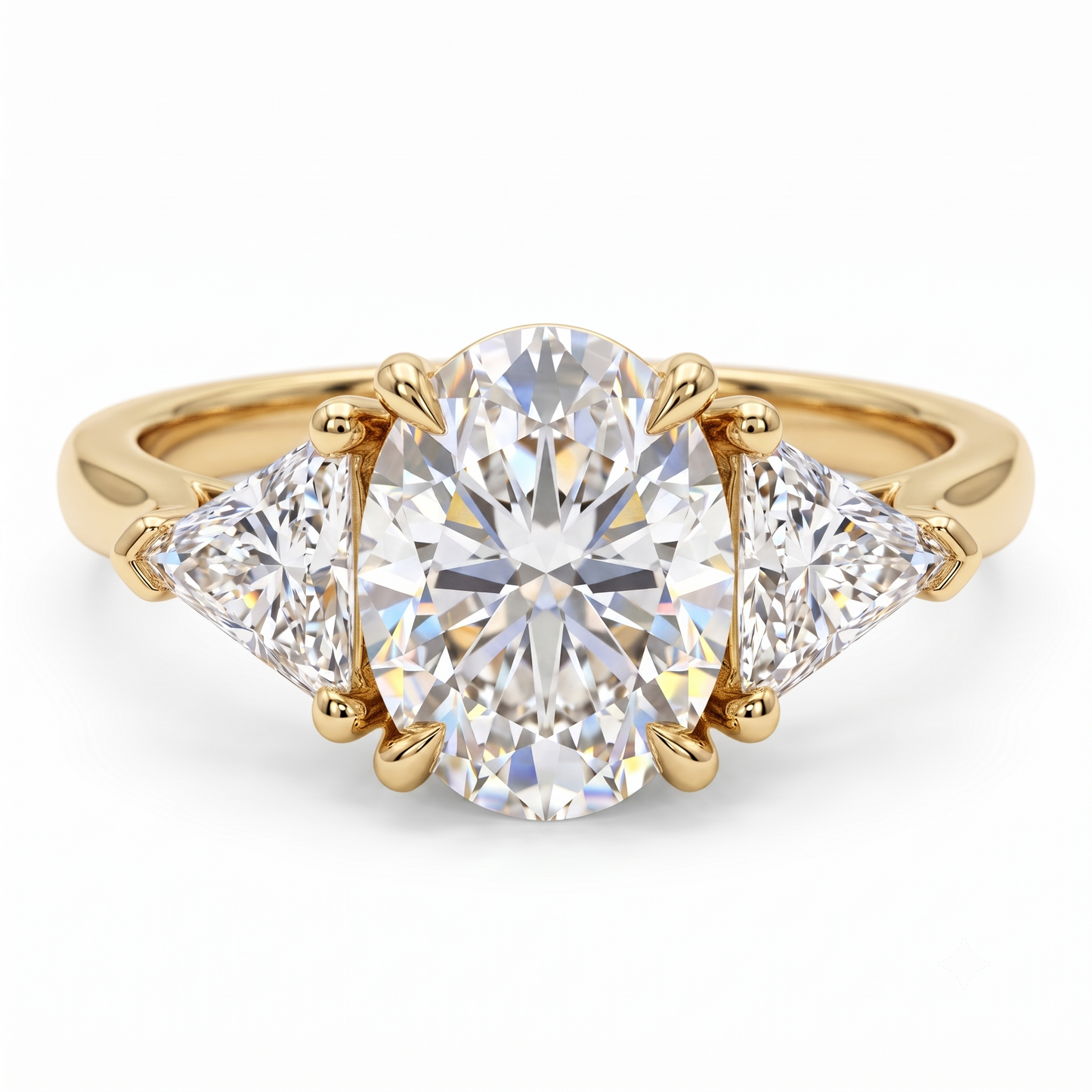 3.00ct Oval Cut Lab Grown Diamond Engagement Ring, 14K Gold Three Stone Ring