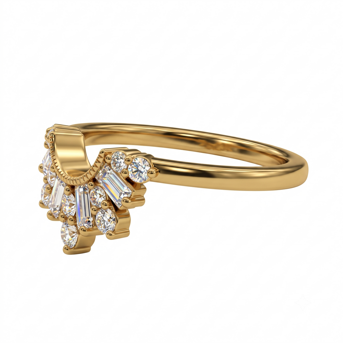 gold baguette diamond band​

