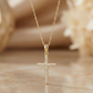 14K Gold Moissanite Cross Necklace – Dainty Religious Jewelry