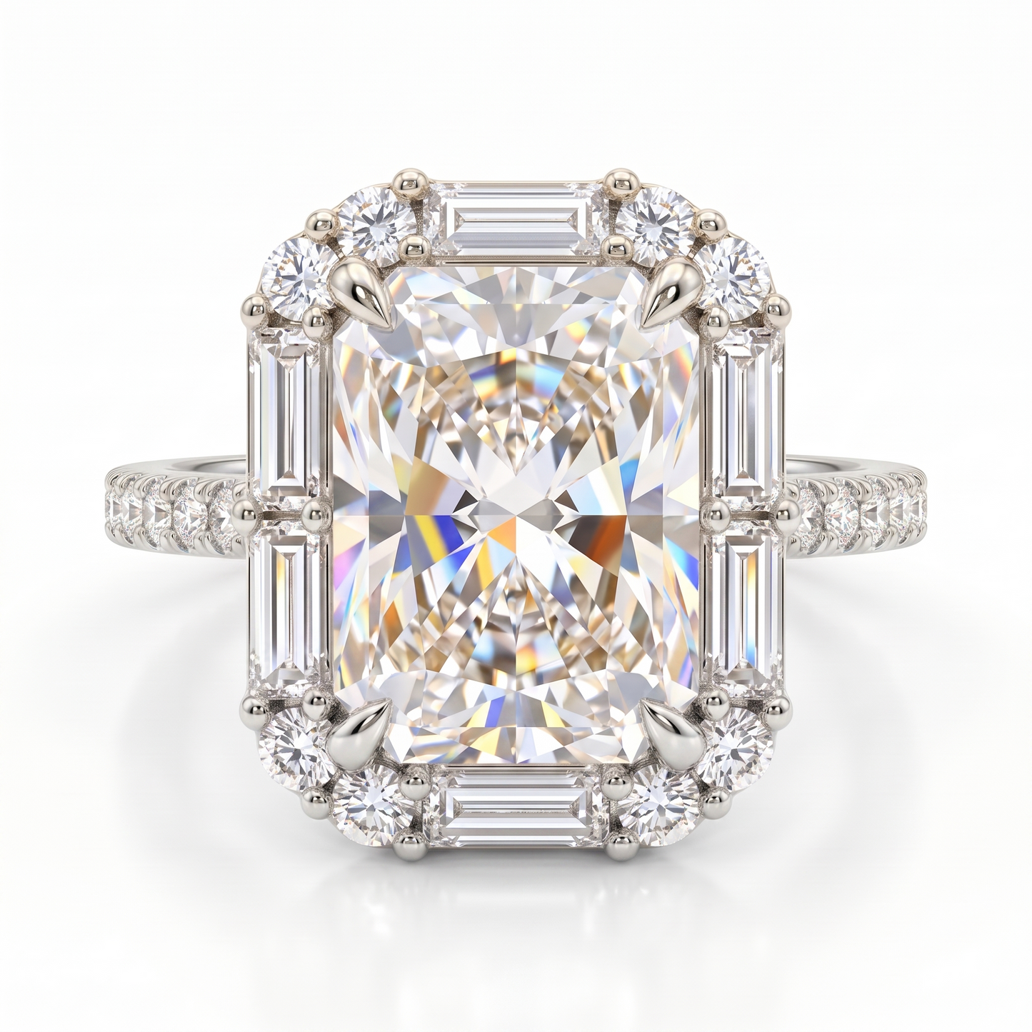 2.0 CT Radiant Cut Engagement Ring 14K Yellow Gold