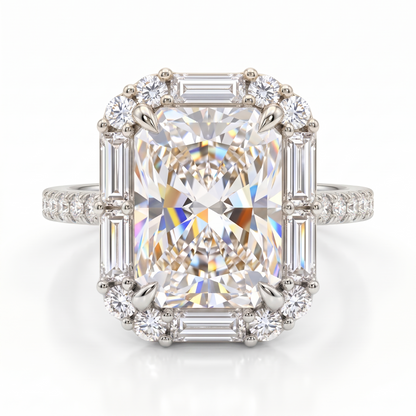 2.0 CT Radiant Cut Engagement Ring 14K Yellow Gold